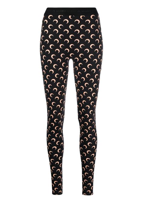 moon printed jersey leggins woman black and tan MARINE SERRE | WPA111ACJER0001IT99